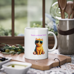 Mug Personnalisable personnalisé Chat roux  avec son prénom ou texte pour enfant et adulte