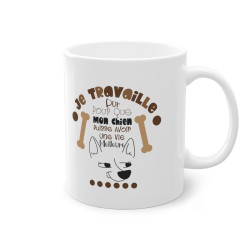 Mug Humour chien Je travaille tasse céramique amour drôle idée cadeau originale anniversaire femme homme fille garçon 325ml