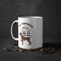 Mug Humour chien Je travaille dur tasse céramique amour drôle idée cadeau originale anniversaire femme homme fille garçon 325ml