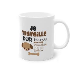 Mug Humour chien Je travaille tasse céramique drôle idée cadeau originale anniversaire femme homme fille garçon 325ml