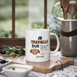 Mug Humour chien Je travaille tasse céramique drôle idée cadeau originale anniversaire femme homme fille garçon 325ml