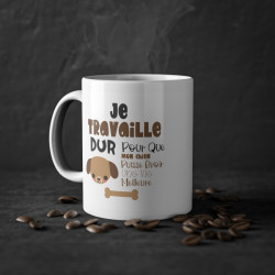 Mug Humour chien Je travaille tasse céramique drôle idée cadeau originale anniversaire femme homme fille garçon 325ml