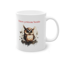 Mug personnalisable personnalisé Hibou avec son prénom ou texte pour enfant et adulte