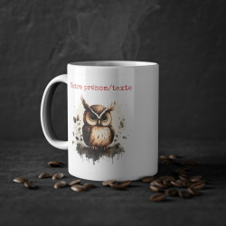 Mug personnalisable personnalisé Hibou avec son prénom ou texte pour enfant et adulte