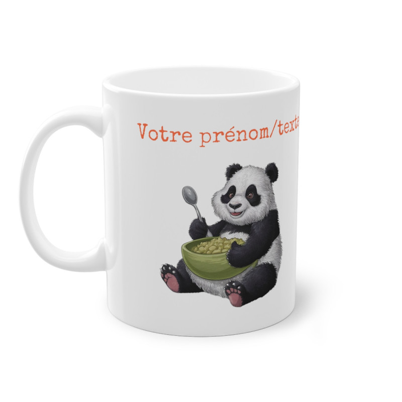 Mug personnalisable personnalisé Panda Céréales avec son prénom ou texte pour enfant ou adulte