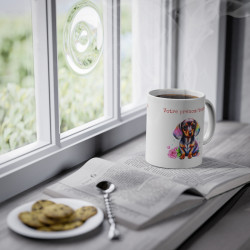 Mug personnalisable personnalisé Chien Teckel avec son prénom ou texte pour enfant et adulte