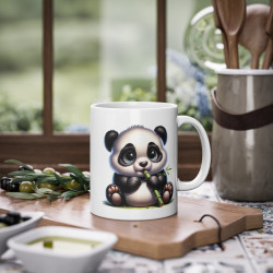 Mug Panda qui mange un bambou idée cadeau humour drôle amusant bureau travail anniversaire pour enfant et adulte