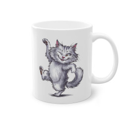 Mug Chat qui danse grimace idée cadeau humour drôle amusant travail bureau pour enfant et adulte