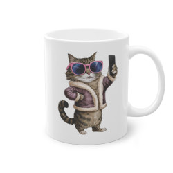 Mug Chat selfie avec lunette de soleil idée cadeau humour drôle amusant travail bureau pour adulte et enfant