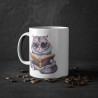 Mug Chat qui lit un livre idée cadeau humour drôle amusant fun travail bureau lecture pour enfant et adulte