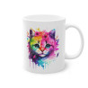 Mug Chat coloré fleurs idée cadeau bureau travail anniversaire pour adulte et enfant