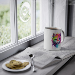 Mug Chat coloré fleurs idée cadeau bureau travail anniversaire pour adulte et enfant