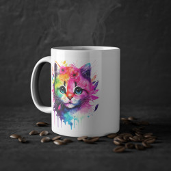 Mug Chat coloré fleurs idée cadeau bureau travail anniversaire pour adulte et enfant