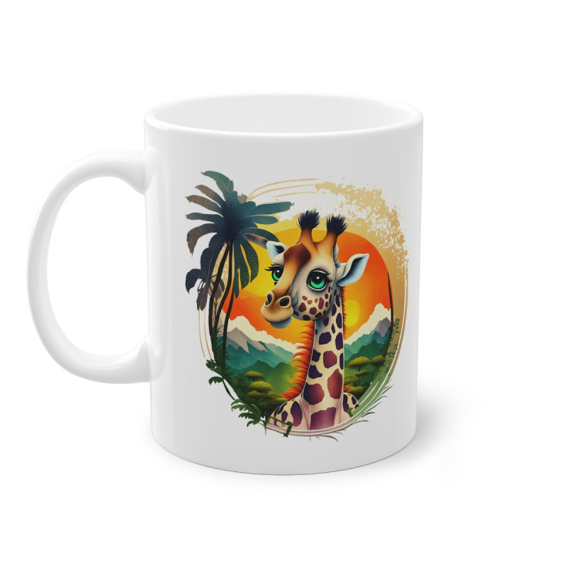 Mug Girafe plantes tropicales idée cadeau bureau travail anniversaire pour enfant et adulte