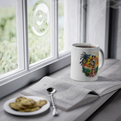 Mug Girafe plantes tropicales idée cadeau bureau travail anniversaire pour enfant et adulte