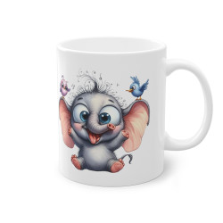 Mug éléphant avec des oiseaux idée cadeau humour drôle anniversaire