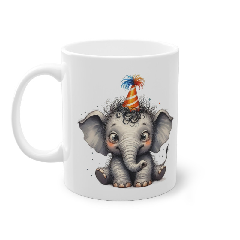 Mug éléphant chapeau anniversaire idée cadeau anniversaire drôle amusant
