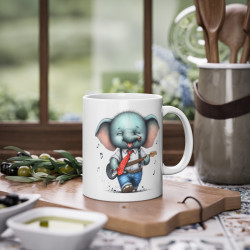 Mug éléphant avec une guitare idée cadeau humour drôle amusant pour enfant et adulte