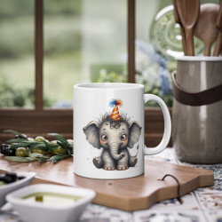 Mug éléphant chapeau anniversaire idée cadeau anniversaire drôle amusant