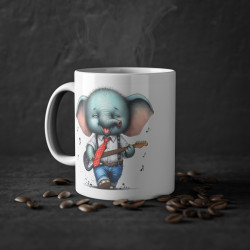 Mug éléphant avec une guitare idée cadeau humour drôle amusant pour enfant et adulte