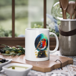 Mug Tasse à café  Oiseau Rouge-gorge idée cadeau anniversaire bureau travail pour enfant et adulte