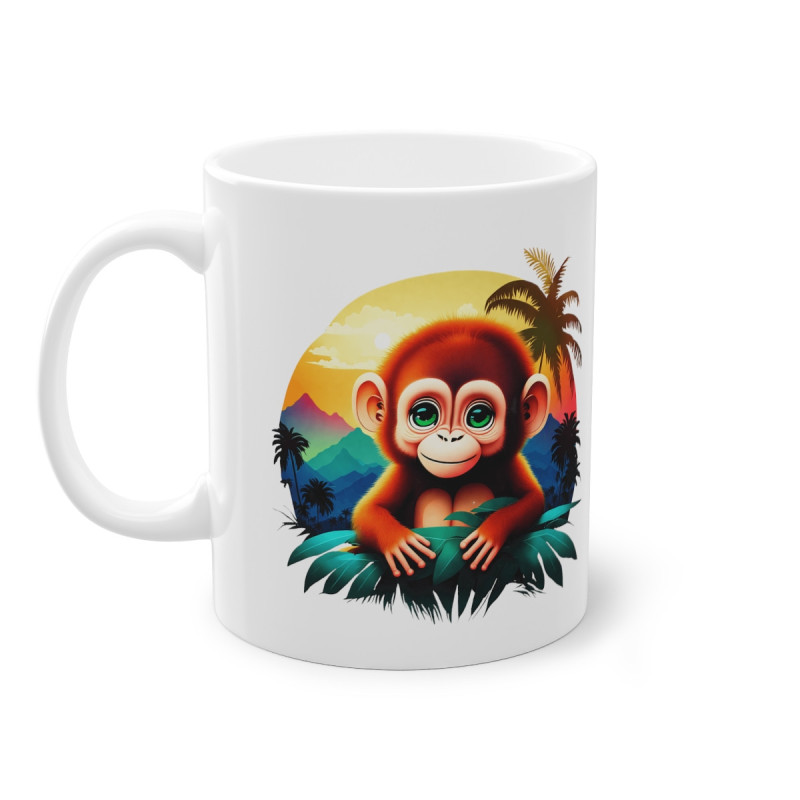 Mug Tasse à café Singe plante tropicale idée cadeau anniversaire travail bureau pour enfant et adulte
