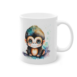 Mug tasse à café bébé singe assis coloré idée cadeau anniversaire travail bureau pour enfant et adulte