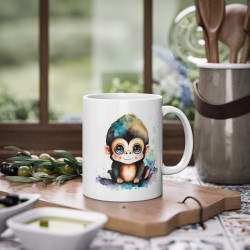 Mug tasse à café bébé singe assis coloré idée cadeau anniversaire travail bureau pour enfant et adulte