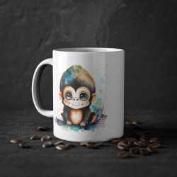 Mug tasse à café bébé singe assis coloré idée cadeau anniversaire travail bureau pour enfant et adulte