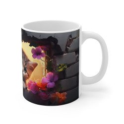 Mug Tasse à café Chat fleurs  idée cadeau  fun travail bureau pour adulte et enfant