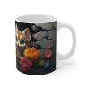 Mug Tasse à café chat fleurs amusant idée cadeau humour drôle rigolo fun travail bureau pour adulte et enfant