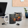 Mug Tasse à café chat fleurs amusant idée cadeau humour drôle rigolo fun travail bureau pour adulte et enfant