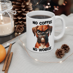 Mug Tasse à café Chien No coffee no workee amusant idée cadeau humour drôle rigolo fun travail bureau pour adulte et enfant