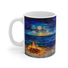 Mug Tasse à café feu de camp couché de soleil  amusant idée cadeau humour drôle rigolo fun travail bureau pour adulte et enfant
