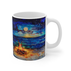 Mug Tasse à café feu de camp couché de soleil  amusant idée cadeau humour drôle rigolo fun travail bureau pour adulte et enfant
