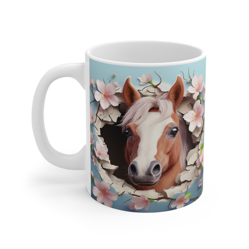 Mug Tasse à café Cheval fleurs   amusant idée cadeau humour drôle rigolo fun travail bureau pour adulte et enfant