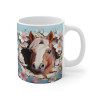 Mug Tasse à café Cheval fleurs   amusant idée cadeau humour drôle rigolo fun travail bureau pour adulte et enfant