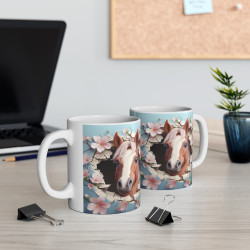 Mug Tasse à café Cheval fleurs   amusant idée cadeau humour drôle rigolo fun travail bureau pour adulte et enfant