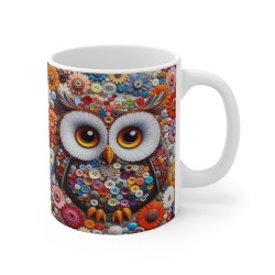 Mug Tasse à café Hibou en bouton amusant idée cadeau humour drôle rigolo fun travail bureau pour adulte et enfant