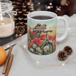 Mug Tasse à café Grenouille coquelicot  idée cadeau humour drôle rigolo fun travail bureau pour adulte et enfant