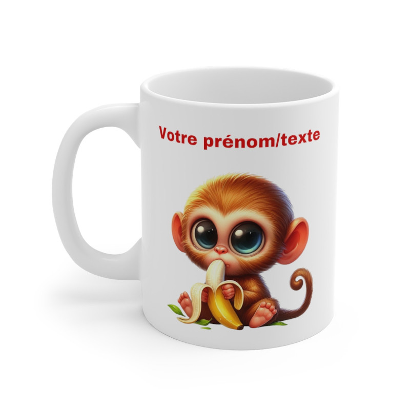 Mug Tasse à café Personnalisable  Singe banane mignon amusant idée cadeau humour drôle travail bureau pour adulte et enfant