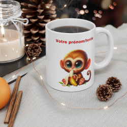Mug Tasse à café Personnalisable  Singe banane mignon amusant idée cadeau humour drôle travail bureau pour adulte et enfant