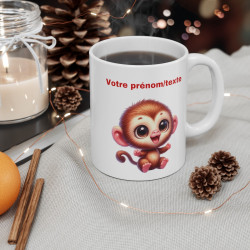 Mug Tasse à café personnalisable  bébé singe souriant amusant idée cadeau  drôle   travail bureau pour adulte et enfant