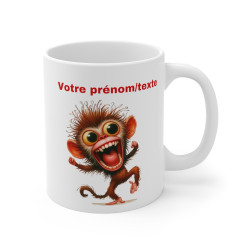 Mug personnalisable personnalisé Singe Fou avec prénom ou texte idée cadeau bureau travail anniversaire pour enfant et adulte