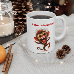 Mug personnalisable personnalisé Singe Fou avec prénom ou texte idée cadeau bureau travail anniversaire pour enfant et adulte