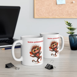Mug personnalisable personnalisé Singe Fou avec prénom ou texte idée cadeau bureau travail anniversaire pour enfant et adulte