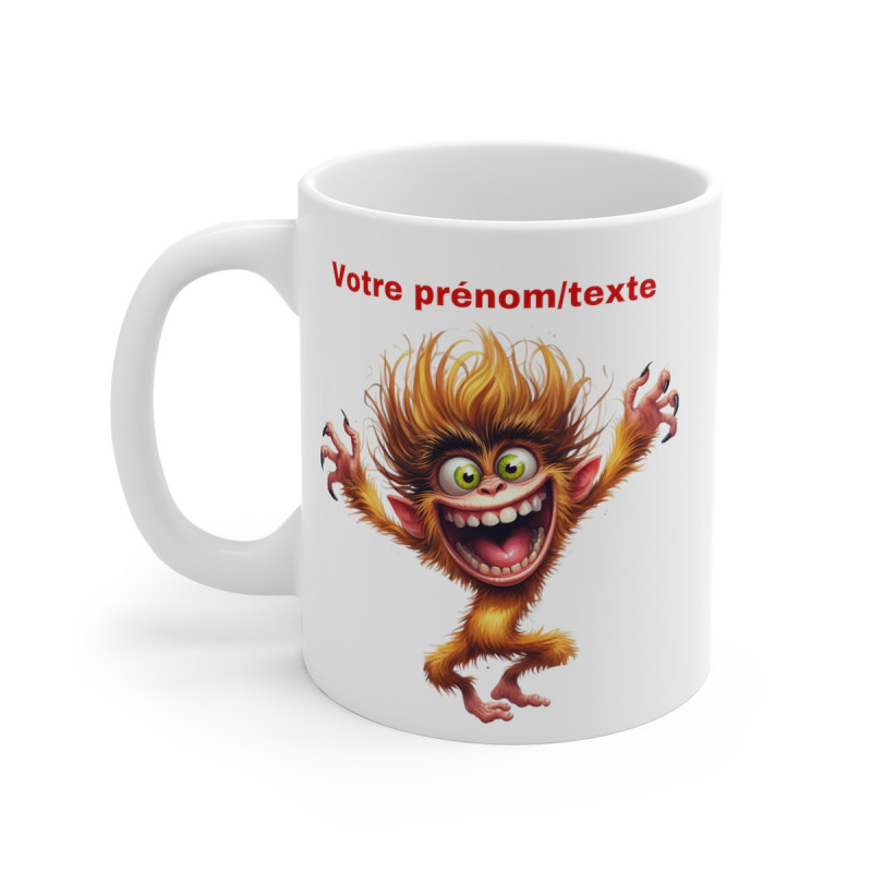 Mug personnalisable personnalisé avec prénom ou texte Singe idée cadeau pour enfant et adulte