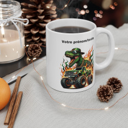 Mug personnalisable personnalisé dinosaure Monster truck avec son prénom ou texte pour enfant et adulte