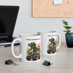 Mug personnalisable personnalisé dinosaure Monster truck avec son prénom ou texte pour enfant et adulte