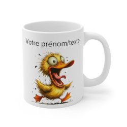Mug personnalisable personnalisé Canard qui court avec son prénom ou texte pour enfant et adulte